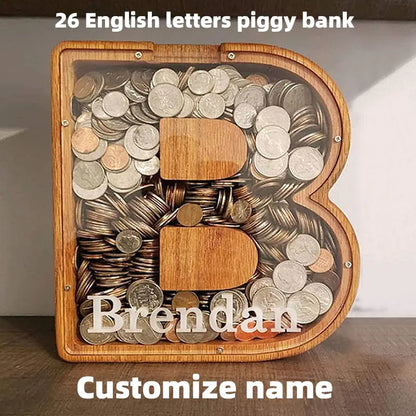 Twenty-Six Letter Wooden Piggy Bank.