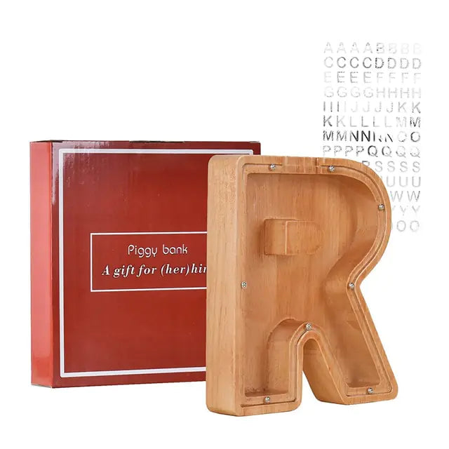 Twenty-Six Letter Wooden Piggy Bank.