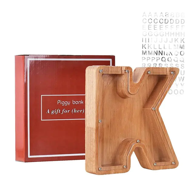 Twenty-Six Letter Wooden Piggy Bank.