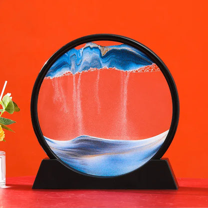 3D Moving Sand Art Picture Round Glass Deep Sea Sandscape.