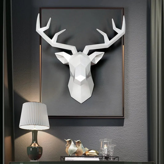 Modern 3D Deer Head Wall Sculpture.