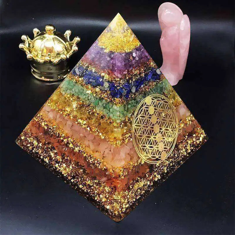 7 Chakra Healing Crystal Awakening Orgonite Pyramid.