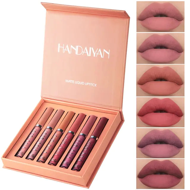 6PC Matte Velvet Lip Gloss Set.