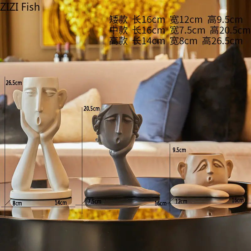 Abstract Figure Statue Vases.